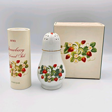 Vintage 1979 Avon Strawberry Porcelain Sugar Shaker w/ Perfumed Talc & Box picture