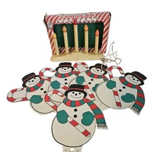 VTG Christmas Belco Electric Light Candolier WORKS 5 Snowman Plastic Yard Stakes picture
