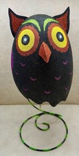 Pier 1 One Imports Halloween Bobble Owl Figure Glitter Metal 16” picture