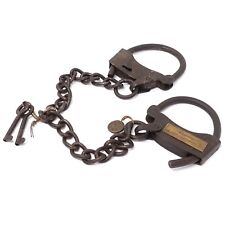 Alcatraz Prison Handcuffs, Iron Adjustable Cuffs with Chain & Antique Finish picture