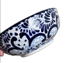 Vintage Uriarte Talavera Puebla Mexico Bowl Handcrafted Blue & White 6”x 2” EUC picture