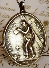 ANTIQUE 18TH CENTURY HOLY WEEK JESUS CARRYING THE CROSS PIETA BRONZE MEDAL picture