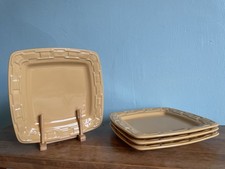 Longaberger Pottery Butternut Yellow Woven Square Dinner Plates 11