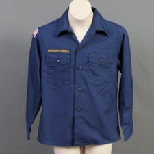 Boys Medium Official BSA Boy Scout Cub Scout Long Sleeve Shirt ~ Blue     -0542 picture