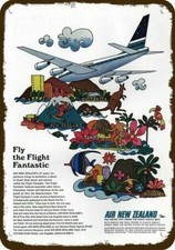 1967 NEW ZEALAND AIRLINES Vintage Look DECORATIVE METAL SIGN - 60's PSYCHEDELIC  picture