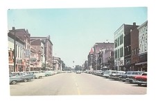 Postcard Main Street Henderson, KY Classic Cars REX Cleaners Maytag Loans c1950s picture