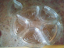 Anchor Hocking 6 Crystal Clear Manhattan Triangular Relish Tray Inserts EUC picture