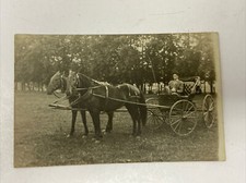 Real Photo Horses Carriage Dapper Man Postcard RPPC Unknown Location picture