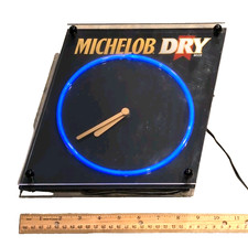 VINTAGE 1991-92 Anheuser-Busch MICHELOB DRY Beer Neon Clock Wall Hanger picture