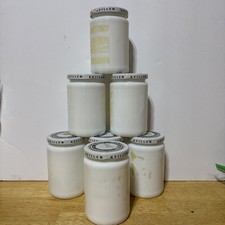 Lot Of 7 Vintage James Keiller & Son Dundee Marmalade Milk glass Jar Lidded picture