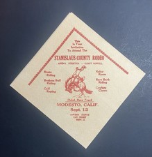 Stanislaus County Rodeo/Shiloh Race Track-Paper Napkin/Placemat 1950's RARE/MINT picture