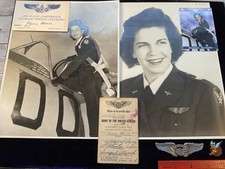 ORIGINAL WWII ULTRA RARE WASP WOMAN PILOT GROUPING W/ W2 CLASS STERLING WINGS picture