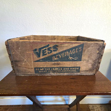 Vintage 1934 VESS BEVERAGES Wooden Soda Crate St Louis Mo Date Stamp Pre WW11   picture