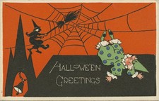 1928 Halloween Greetings Art Poster picture