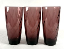💥Hazel Atlas Moroccan Amethyst Swirl Tumbler Purple Glass 6.25” MCM. picture