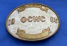 SUPER SALE Vintage Wage Sterling Silver OL 1985 OCWC Champion Trophy Belt Buckle picture