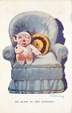 G. Studdy Bonzo Postcard 1516 Dog on Comfy Chair, Do Blow in One Evening picture