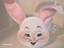 ANNALEE NEW 12in Easter Bunny Basket, White/Pink, posable ears with Handle 2026 picture