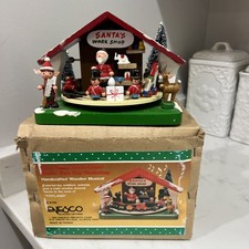 VTG 1982 Enesco Busy Busy Santa Claus North Pole Toy Animated Music Box RARE picture