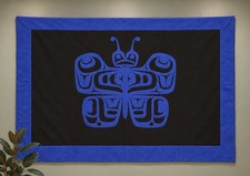 Rare Handmade Tlingit Style Alaskan Butterfly Applique Blanket Lrg Art Textile picture