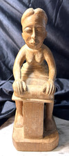 WOOD STATUE HANDCARVED HAITIAN ~ FEMALE~ SIGNED 10 x 5 x 3.5 (2844) picture