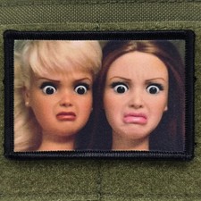 Shocked Dolls Patch Stink Face Moral USA Made OMG Hook & Loop 3x2 picture