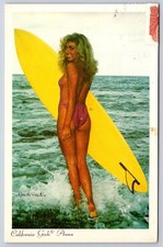 Vintage California Girls Anna surfing beach bikini surfboard 1980s picture