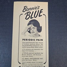 1964 Bonnie's Blue Periodic Pain Gay With Midol Tablets Vintage Print Ad NYC picture
