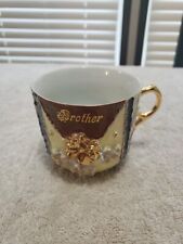 Germany Lusterware Pink And Gold Guild Brother Cup Raised Flowers Vintage picture