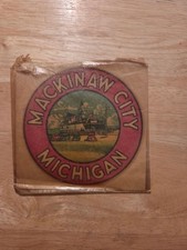 Mackinaw City Michigan Antique Car Sticker picture