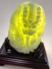 Certified Grade A Burmese Jadeite Dragon Statue Natural Translucent Jade Carving picture