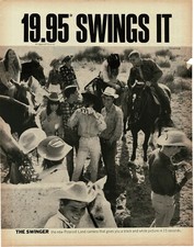 1967 POLAROID Swinger Instant Camera cowboys cowgirls horses Vintage Print Ad picture