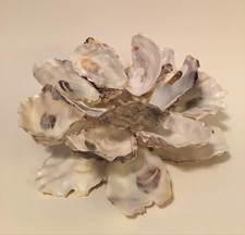 Oyster Shell Flower Centerpiece Candle Holder Handcrafted Beach House Decor picture