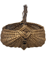 Antique 19th Century Buttocks Basket – Hand-Split Oak w/ Twig Handle & God’s Eye picture