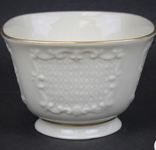 Lenox Canterbury Bowl Ivory Footed Dish Gold Rim Square 4.25