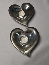 VTG 1995 Towle Silversmith Heart Shaped Candlestick Holders picture