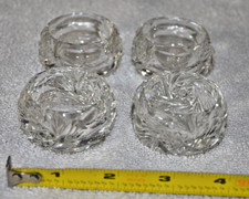 qty 4  Vintage/Antique Cut Crystal Open Salt Dips Star Pattern picture