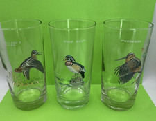 Ned Smith Gamebirds Vintage Set Of 3 Highball Glass, Wood Duck, Woodcock, W. S. picture