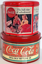 Vintage Coca Cola Bristolware Advertising Tin Set Coke Soda Fountain Retro Decor picture