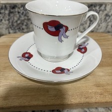 Darice Red Hat Teacup & Saucer - No Chips picture