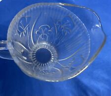 Vintage  Jeannette Iris and Herringbone Crystal Clear Glass Sugar Bowl and Cream picture