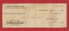 Vintage 1929 Check issued to Andy Clyde from Mack Sennett Inc. - (Girl Crazy) picture