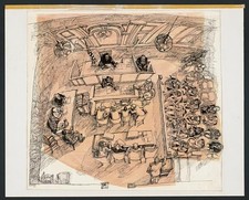 Photo:Overhead Courtroom Sketch 1900s Judges Jury Trial Drawing picture