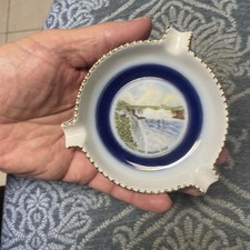 NIAGARA FALLS  Souvenir PROSPECT  POINT Porcelain Cobalt/White Trinket ASHTRAY picture
