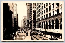 RPPC c1910 State Street Chicago Bird's Eye Trolley Cars, Motor Cars, Horse A12 picture