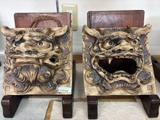 Wall Hanging SHISA Shishi Ornament Talisman Figurine PairLion Okinawa Japan 19cm picture