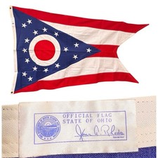 Vintage 1960s Ohio State Flag Gov James A Rhodes Prison Correction Made Flag picture