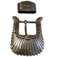 Important deceased Navajo Allison Snowhawk Lee Ranger SterlingSilver Buckle  picture