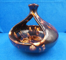 Vintage Mid Century Mottled Drip Glaze Pottery Hanging Bowl ~ Ashtray or Seeder picture
