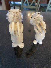 ESTATE VINTAGE CANADIAN INUIT CARVED CARIBOU WALRUS-2 Total picture